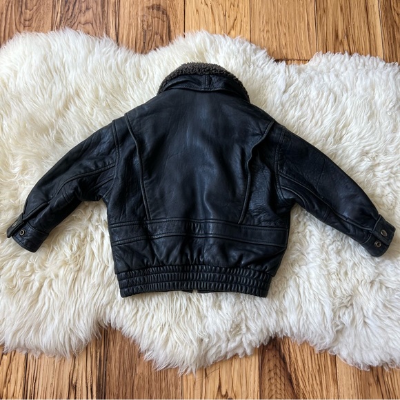 Danier Leather Bomber Jacket Removable Sherpa Collar Size 5 - Picture 2 of 11